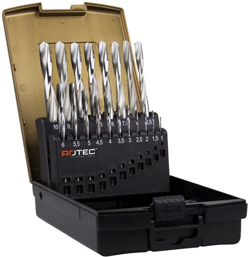 Rotec Metaalborenset 1-10mm HSS-G Voor Messing 19-Delig