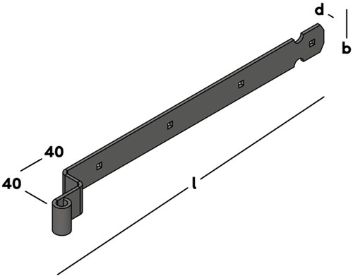 GB Bochtheng voor pen Ø16 550x45mm Zwart Gecoat-2