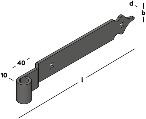 GB Heng voor vlakwerk Rustica 300x40mm Zwart Gecoat-2