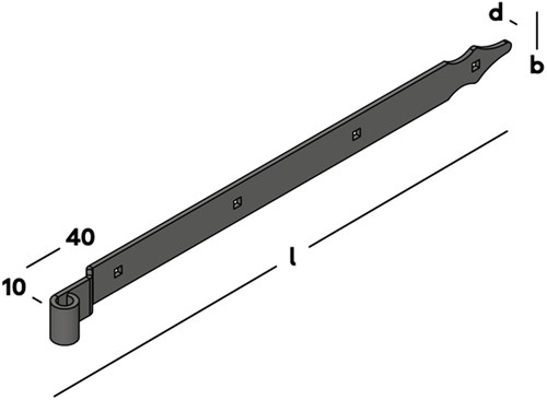 GB Heng voor vlakwerk Rustica 600x40mm Zwart Gecoat-2