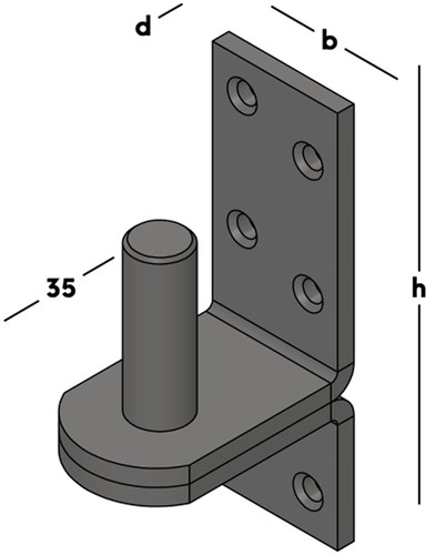 GB Verhoogde plaatduim pen Ø16x45mm hart 35mm Zwart Gecoat-2
