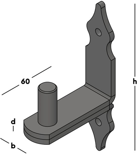 GB Verhoogde plaatduim Rustica pen Ø16x35mm hart 60mm Zwart Gecoat-2