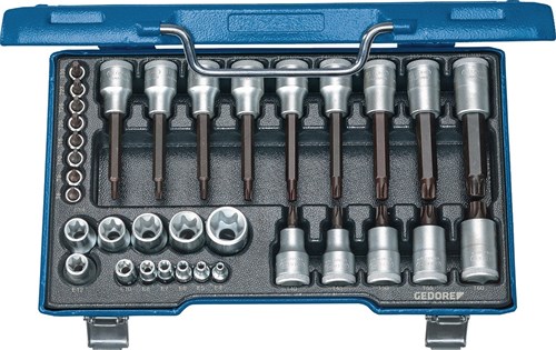 Gedore 19 TX 20 Dopsleutelset 1/2"+1/4" 34-dlg TX