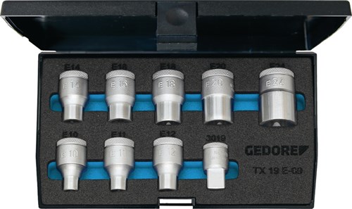 Gedore TX 19 E-09 Dopsleutelset 1/2" 9-dlg TX E10-E24