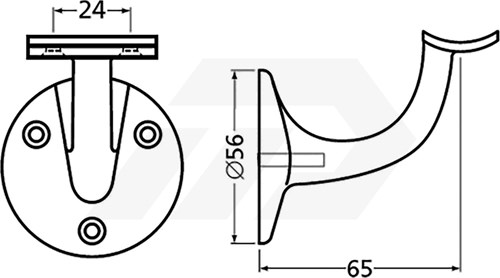 Hermeta 3500-70 Leuninghouder 65mm Hol Aluminium Zwart-2