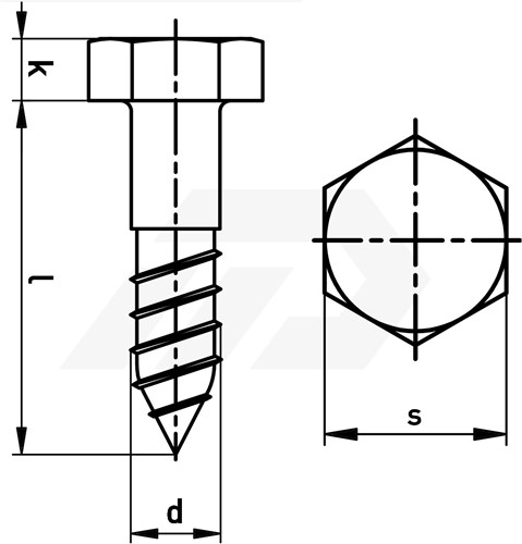 Houtdraadbout 6x40mm RVS A2 SW 10 DIN 571-2