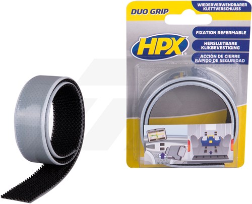 HPX Duo Grip Klikband 25mm x 0,5 Mtr. Zwart