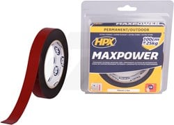 HPX 3100 Max Power Outdoor Tape 19mm x 5 Mtr. Zwart Dubbelzijdig