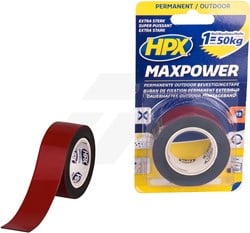 HPX 3100 Max Power Outdoor Tape 25mm x 1,5 Mtr. Zwart Dubbelzijdig