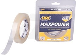 HPX 3000 Max Power Tape 19mm x 5 Mtr. Transparant Dubbelzijdig
