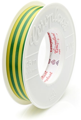 Coroplast 302 Isolatietape 19mm x 25 Mtr. Groen/Geel
