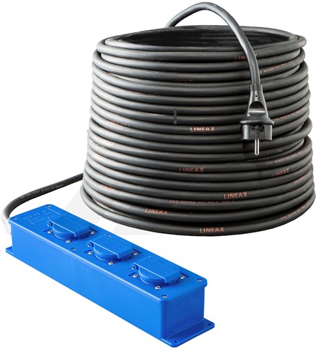 Verlengkabel 25m 3x2,5 H07 3-voudige Verdeeldoos