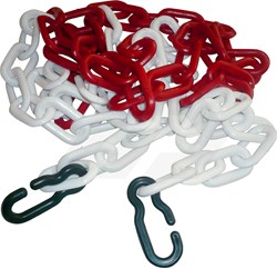 Kunststof Ketting Rood/Wit 3 Mtr. Met 2 Universele Haken 