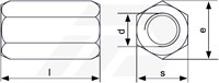 Koppelmoer M12x36 Verzinkt SW 19 DIN 6334-2