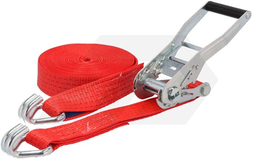Konvox Spanband Met Ratel En Haak 9 Mtr. Rood 5000 Kg.