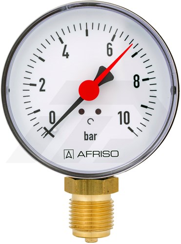 Afriso Manometer 80mm 1/2" Onderaansluiting 0-10 bar