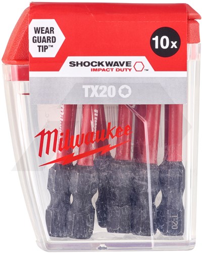 Milwaukee T20x50mm Torx Impactschroefbit Shockwave 1/4" (10 stuks)-2