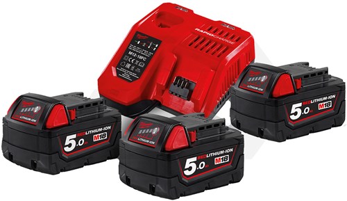 Milwaukee M18 NRG-503 18V Startset (3x5,0Ah 1xM12-18FC)