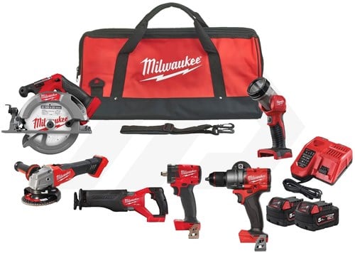 Milwaukee M18 FPP6H3-502B 18V Powerpack Combiset 6-Delig (2x5,0Ah, in Tas)
