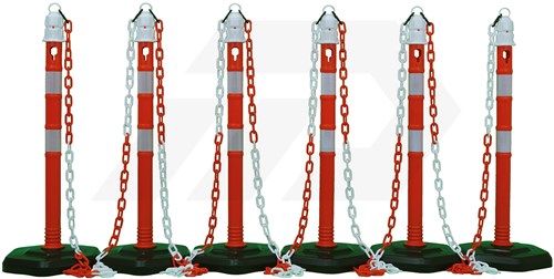 Afzetpalenset Rood/Wit Met Kunststofketting