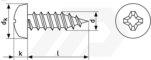 Plaatschroef 3.5x16mm Verzinkt Bolkop PH2 DIN 7981-C (100 Stuks)-2