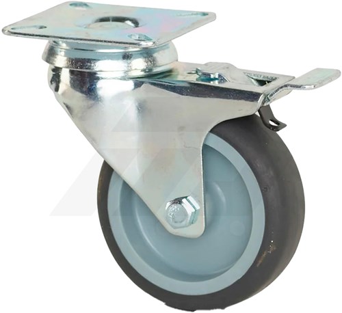 Promat Zwenkwiel Met Rem Ø 75mm 75 kg PU Met Topplaat