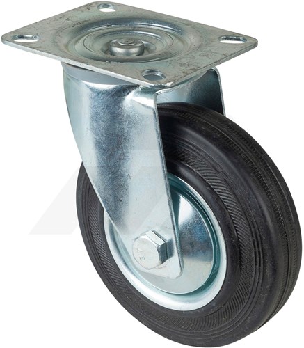Promat Zwenkwiel Ø 125mm 100 kg Volrubber Met Topplaat