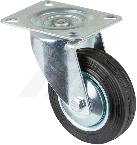 Promat Zwenkwiel Ø 100mm 75 kg Volrubber Met Topplaat