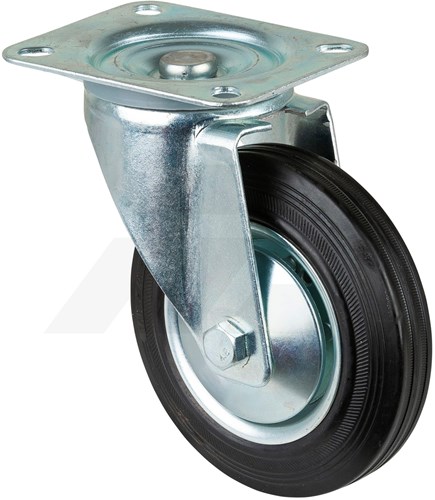 Promat Zwenkwiel Ø 160mm 135 kg Volrubber Met Topplaat