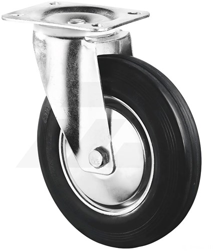 Promat Zwenkwiel Ø 200mm 205 kg Volrubber Met Topplaat
