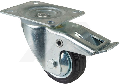 Promat Zwenkwiel Ø 80mm 70 kg Volrubber Met Topplaat