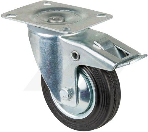 Promat Zwenkwiel Ø 100mm 75 kg Volrubber Met Topplaat