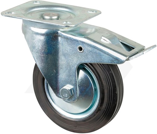 Promat Zwenkwiel Ø 160mm 135 kg Volrubber Met Topplaat