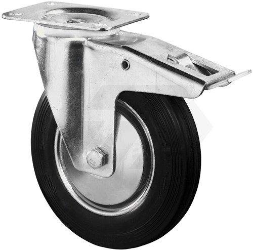 Promat Zwenkwiel Ø 200mm 205 kg Volrubber Met Topplaat