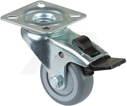 Promat Zwenkwiel Met Rem Ø 50mm 50 kg PU Met Topplaat