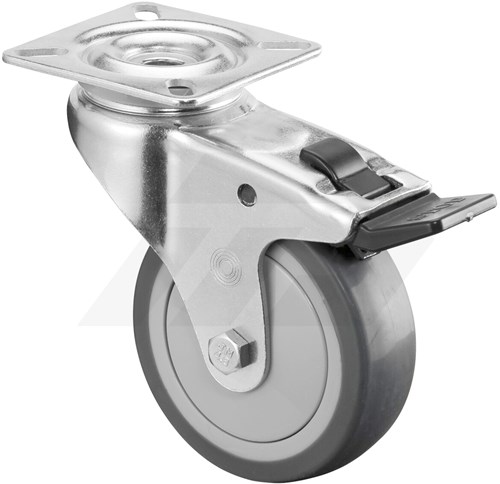 Promat Zwenkwiel Met Rem Ø 75mm 75 kg PU Met Topplaat