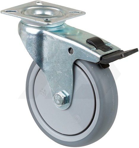 Promat Zwenkwiel Met Rem Ø 100mm 100 kg PU Met Topplaat
