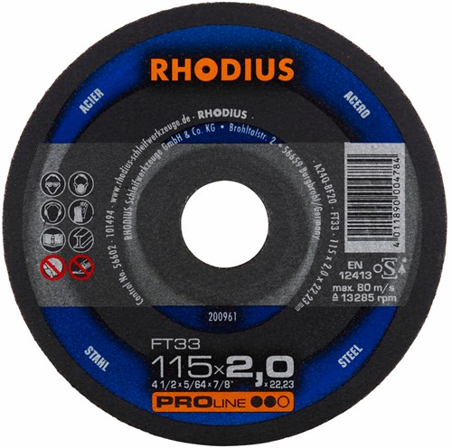 Rhodius FT33 Proline Doorslijpschijf 115x2,0x22,23mm