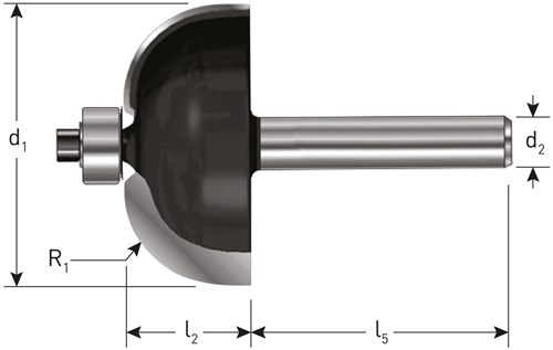 Rotec Holprofielfrees 19,5mm R5 Gold Line Met Geleidelager Schacht 8mm (1 Stuks)-2
