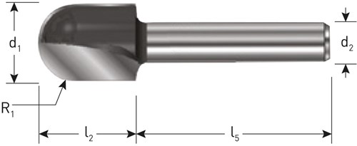 Rotec Dakgootfrees 12,7mm R6,35 Gold Line Schacht 8mm (1 Stuks)-2