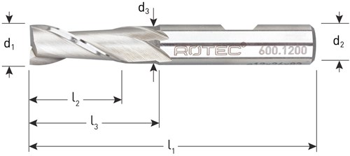 Rotec Spiebaanfrees 4x7mm HSS-E Kort [Z2] Weldon Schacht 6mm (1 Stuks)-2