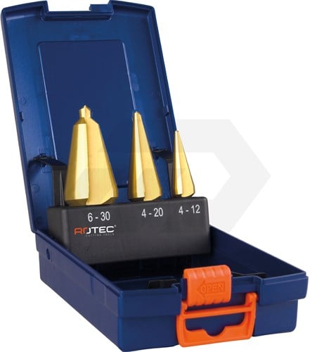 Rotec Conische Plaatborenset 3-Delig 4-30mm TiN-Gecoat