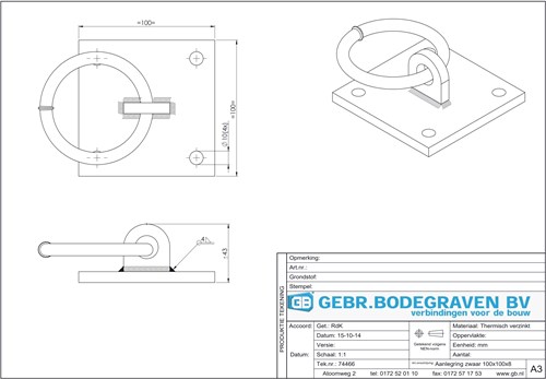 GB Aanlegring zwaar  100x100mm 8 Thermisch verzinkt-2