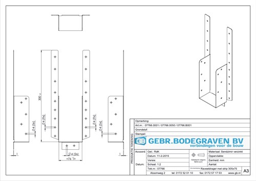 GB Raveeldrager 305/75x149mm Met Strip Verzinkt-3