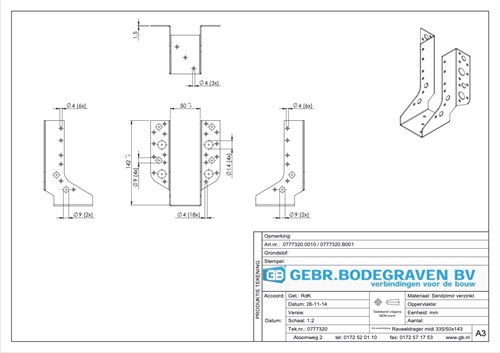 GB Raveeldrager 335/50x143mm Midi Verzinkt-3