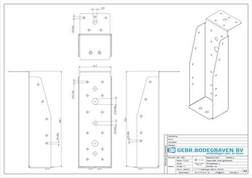 GB Balkdrager 75x225mm Met Lange Lip Zwart Gecoat-3