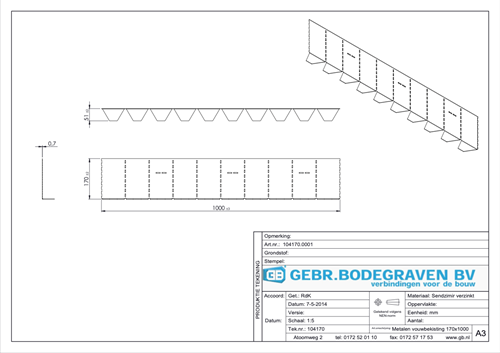 GB Metalen Vouwbekisting 170x1000mm Verzinkt-3