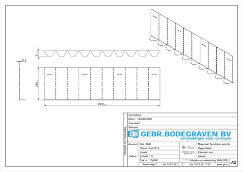 GB Metalen Vouwbekisting 280x1000mm Verzinkt-3