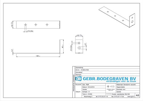 GB Kozijnwandanker 40x128mm Voor Cellenbeton Verzinkt-3