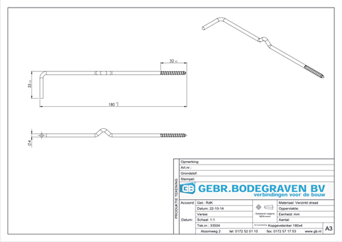 GB Kopgevelanker 180xØ4mm Verzinkt-3